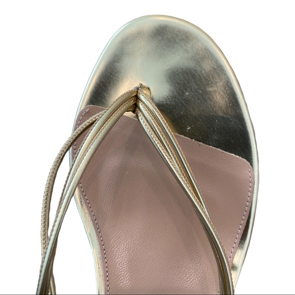 Aquazurra Pedi Gold Metallic Leather Wedge Sandals BNIB Sz EU 40 - Picture 10 of 15